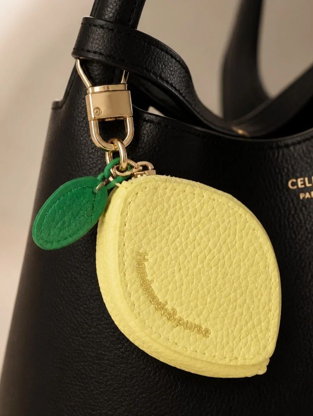 Lemon Mini Coin Purse Keychain Yellow Fruit Pouch Bag Clip Charming Playful